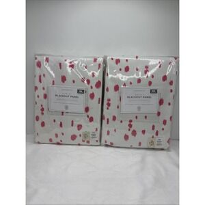 Pottery Barn Kid Marley Blackout Curtain Panels 2 in 1  44"x 84" Pink White NOS